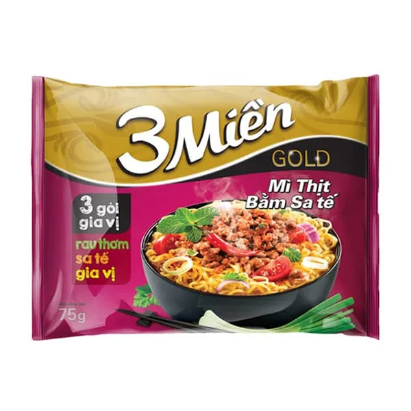 3 Mien Instant Noodle Gold Satay Minced Pork 75g