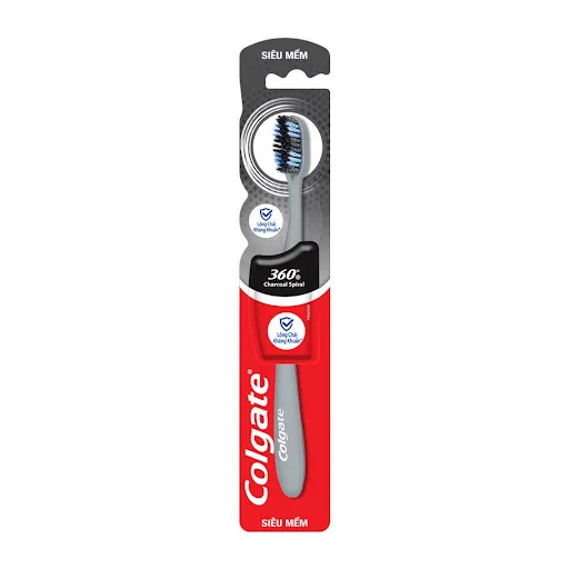 Colgate Toothbrush 360 Spiral Charcoal 1s