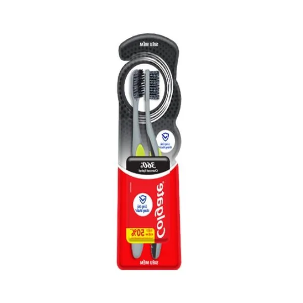 Colgate Toothbrush 360 Spiral Charcoal 2 Pieces 2s