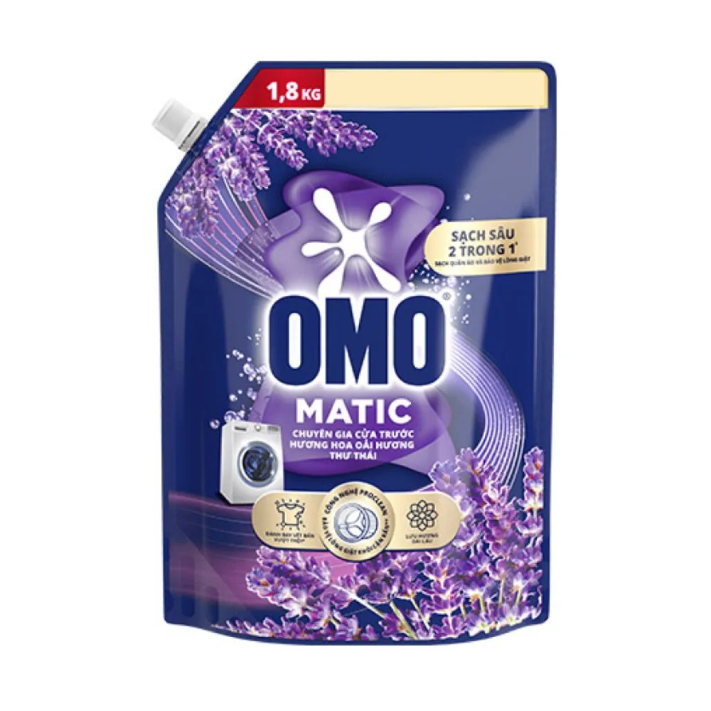 Omo Laundry Detergent Front Load Relaxing Lavender Liquid 1800g